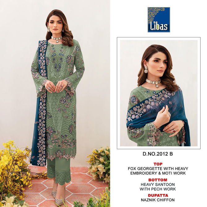 Libas 2012 Faux Georgette Embroidery Pakistani Suits Catalog
